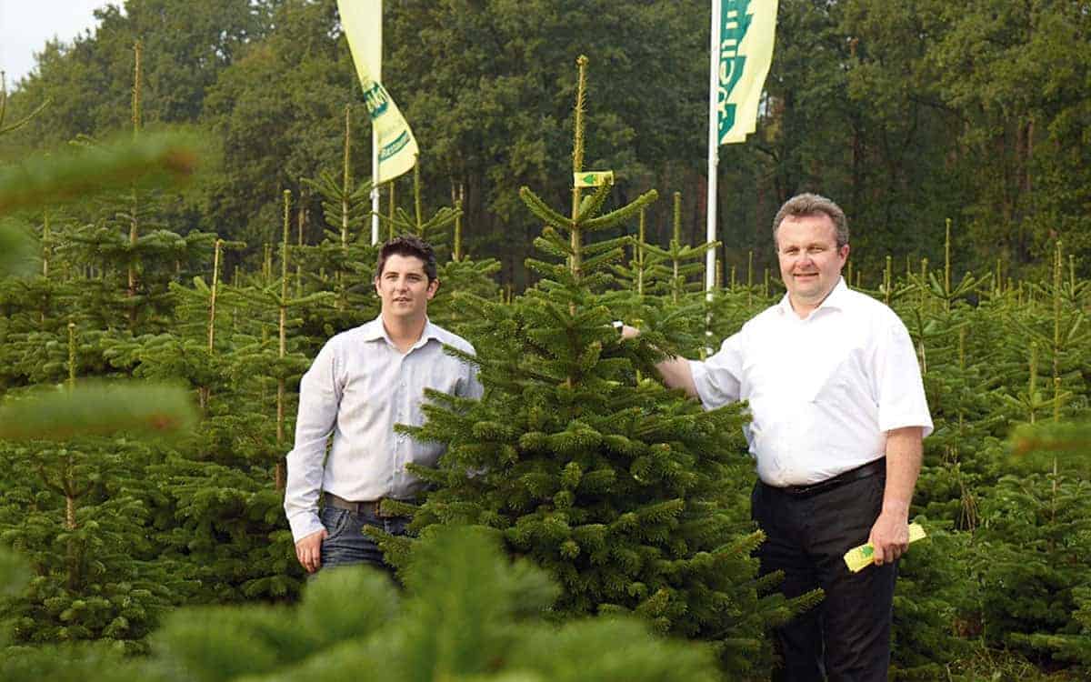 Arndt Oelkers und Bernd Oelkers mit Weihnachtsbaum