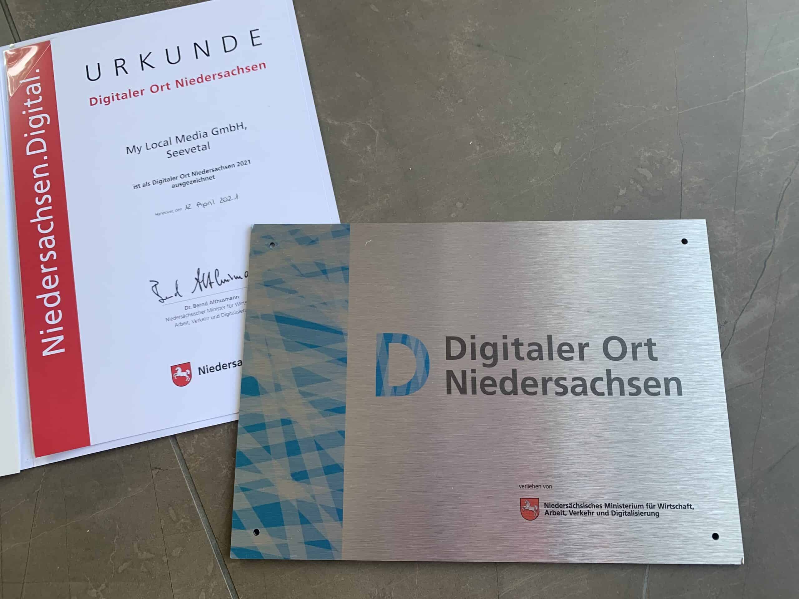 MyLocalMedia Digitaler Ort Niedersachen - Auszeichnung für was-wo-finden.de