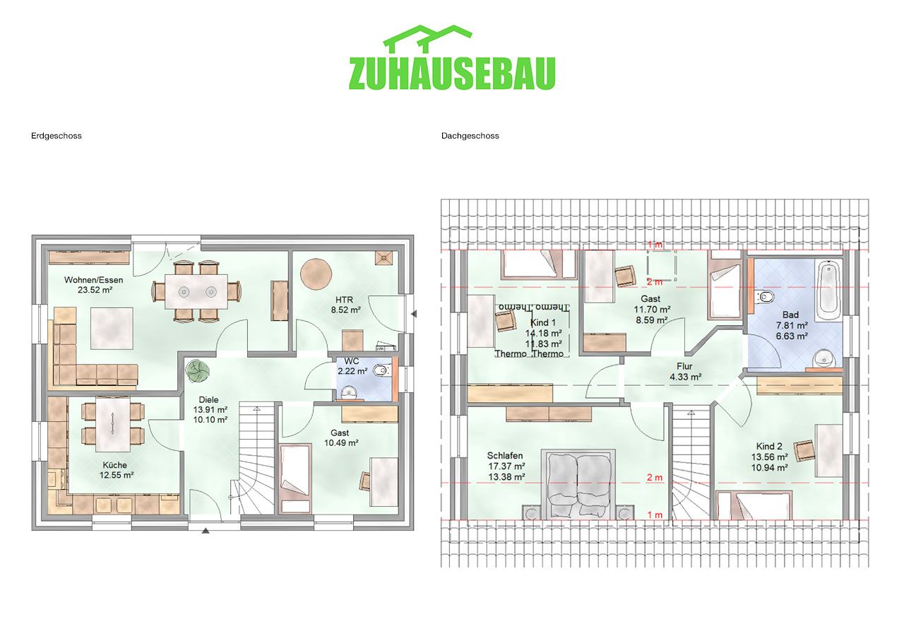 ZUHAUSEBAU Grundrissse Family 140