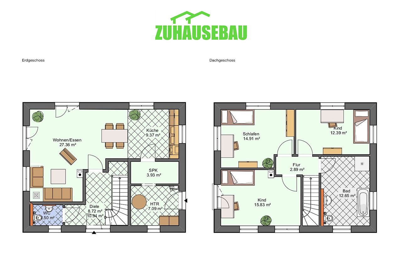 ZUHAUSEBAU Grundrissse Stadtvilla 120