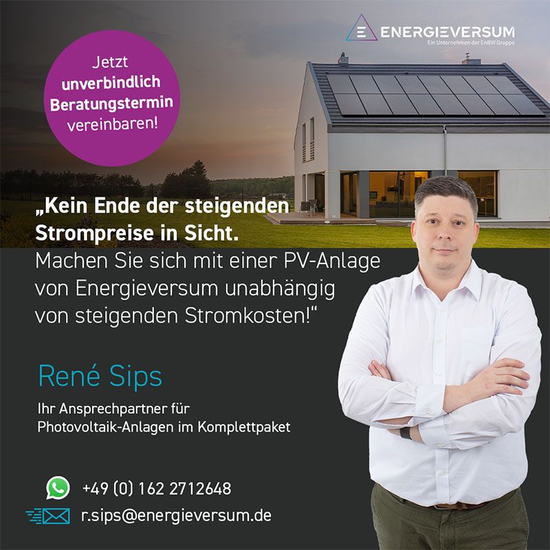 WasWoFindenBeratungstermin Energieversum René Sips Beratungsangebot PV-Anlagen Anzeige