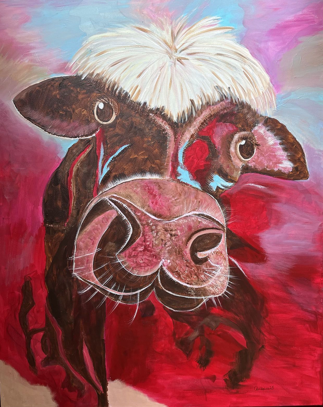 Kuh, Acryl auf Leinwand 80 x 100 cm, Angelika Keusch-Wannags